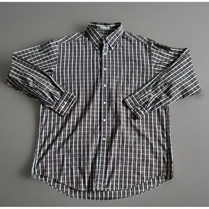 Hathaway Long Sleeve Button Down Shirt Blue Green Red Plaid Large JBHS